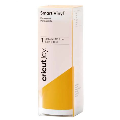 2009837 - Cricut Joy Permanent Smart Vinyl Maize yellow; 1 roll 5.5 in x 48 in (13.9 cm x 121.9 cm); Matte finish; Works without a machine mat – just load & go!; Dishwasher friendly; Weather-resistant, ideal for outdoor projects; For Cricut Joy™